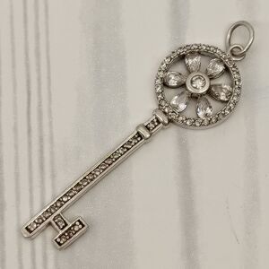 Sterling Silver 925 Key Pendant Necklace  Handmade Vintage